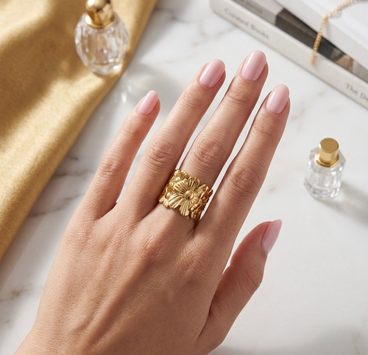 Anillo ajustable flores