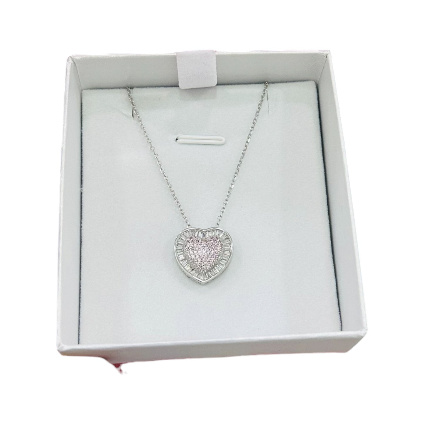 Collar Corazón Zirconia Baguette