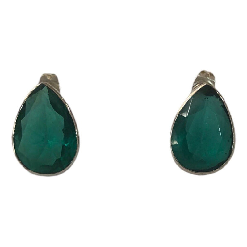 Dije Flor Plata .925 Cristal Verde Aretes Moda Dama Joyeria Verde