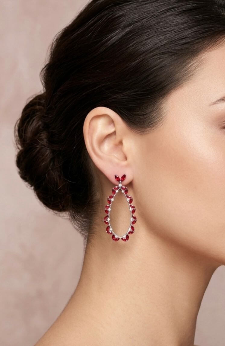 Aretes Zirconias Rojas